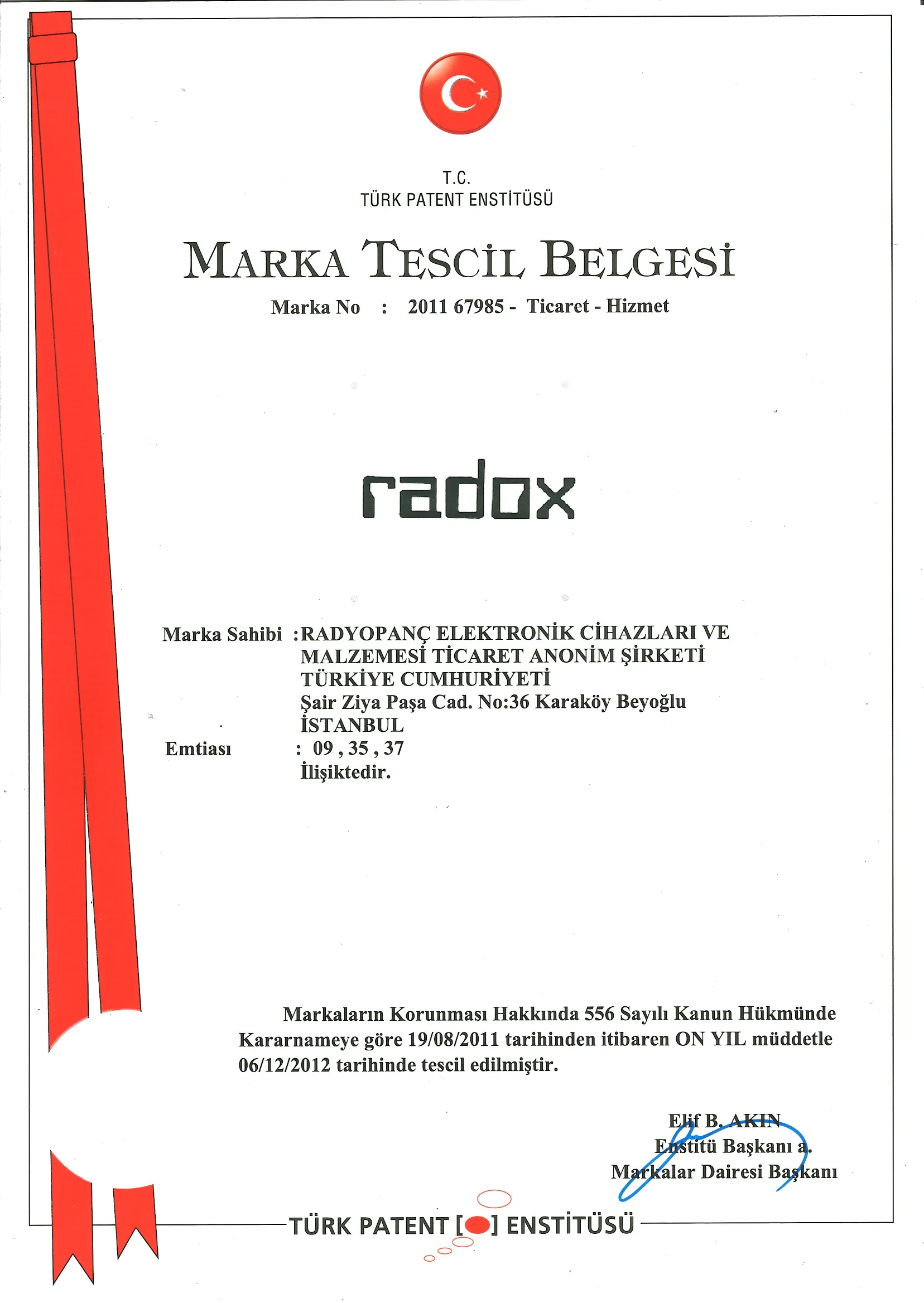 Radox Marka Tescil